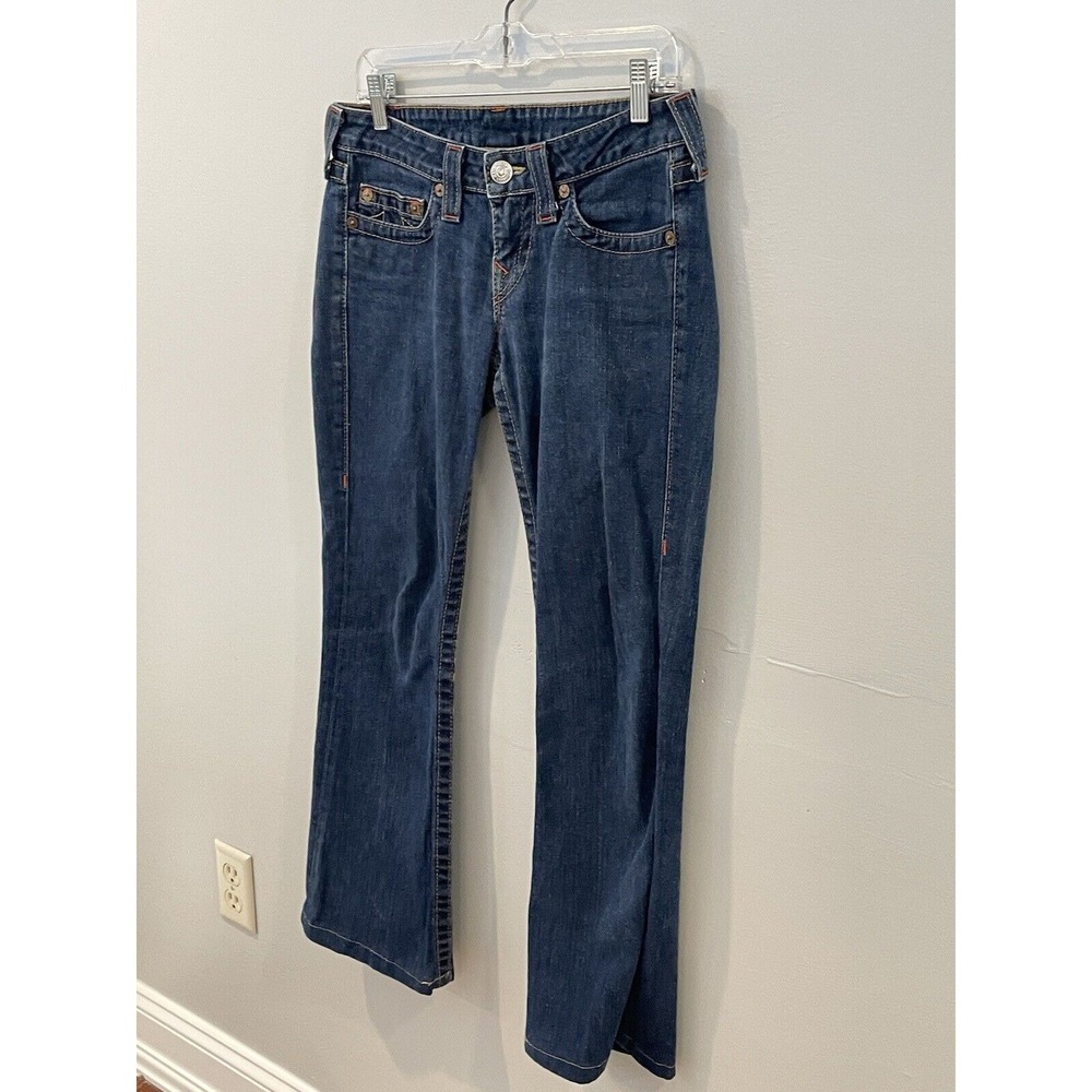 Vintage True Religion Bobby jeans Denim 28 Bootcut USA Ultra Low Rise Distressed - Picture 2 of 10